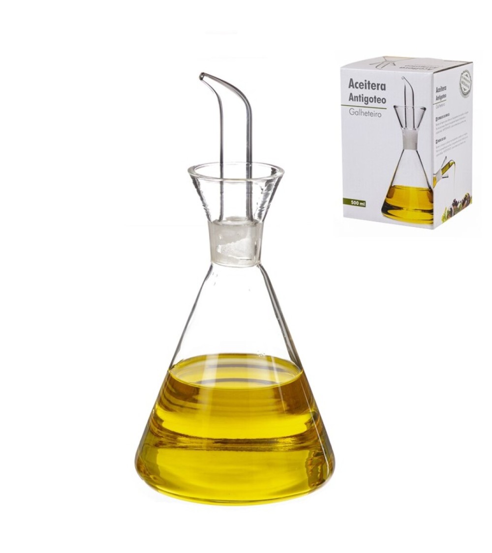 Dcasa Aceitera Antigoteo de Cristal para Mesa Cocina con Servicio de 500 CC