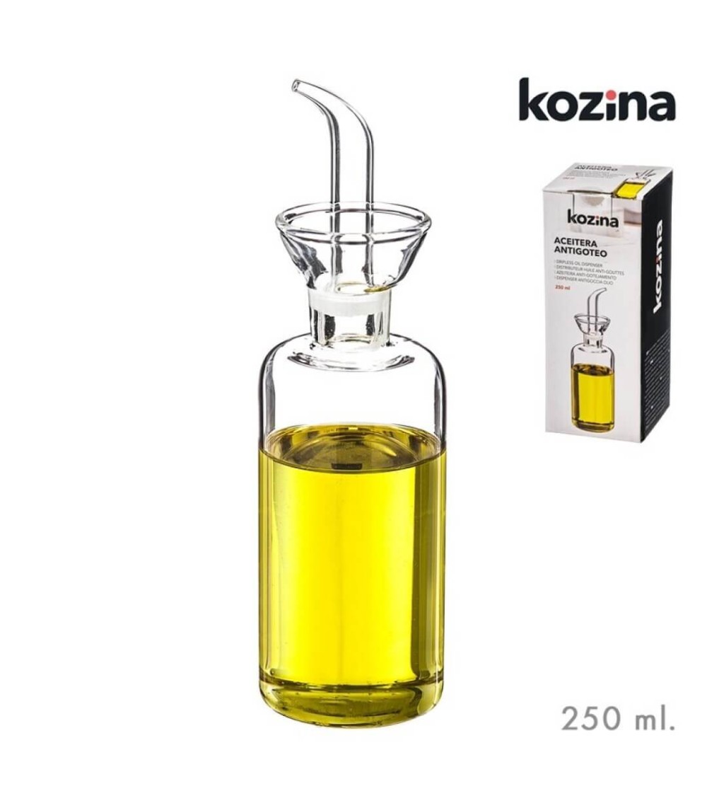 Dcasa Aceitera De Cristal Antigoteo Para Mesa Cocina 250 Ml En Caja
