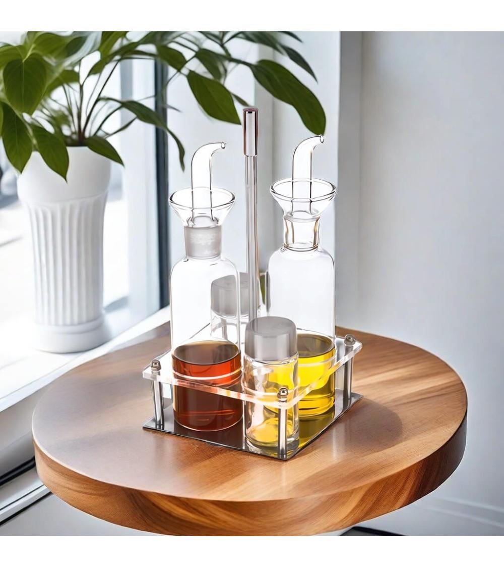 Dcasa Aceitera De Cristal Antigoteo Para Mesa Cocina 4 Piezas En Caja De Regalo