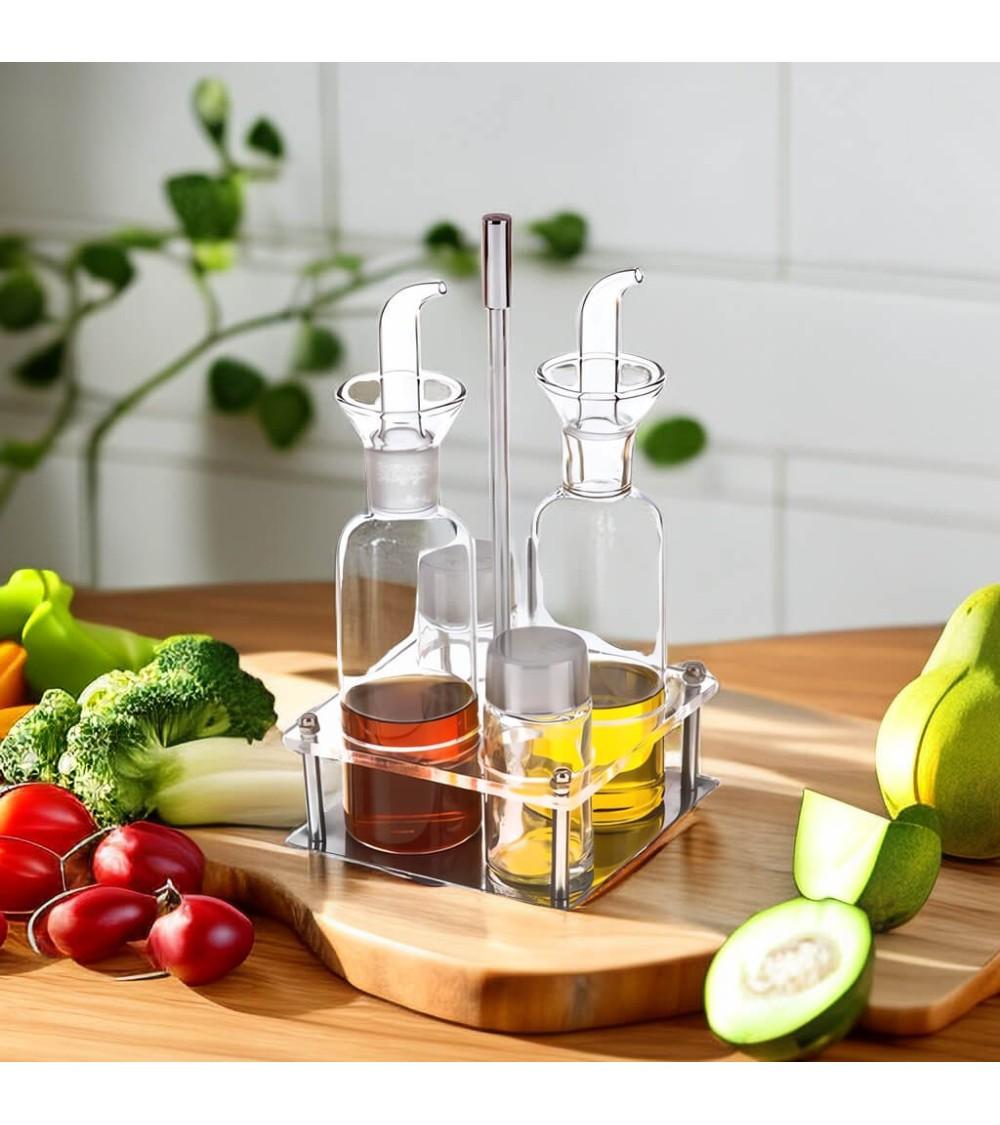 Dcasa Aceitera De Cristal Antigoteo Para Mesa Cocina 4 Piezas En Caja De Regalo