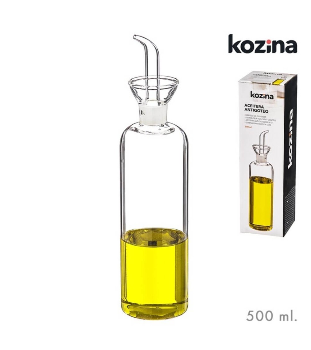 Dcasa Aceitera De Cristal Antigoteo Para Mesa Cocina 500 Ml En Caja