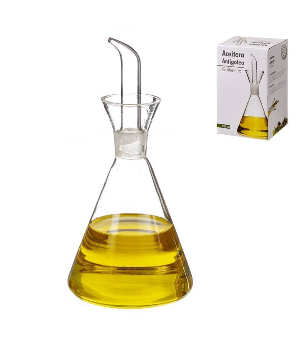 Dcasa Aceitera de cristal antigoteo para mesa de cocina de gran capacidad 750 cc
