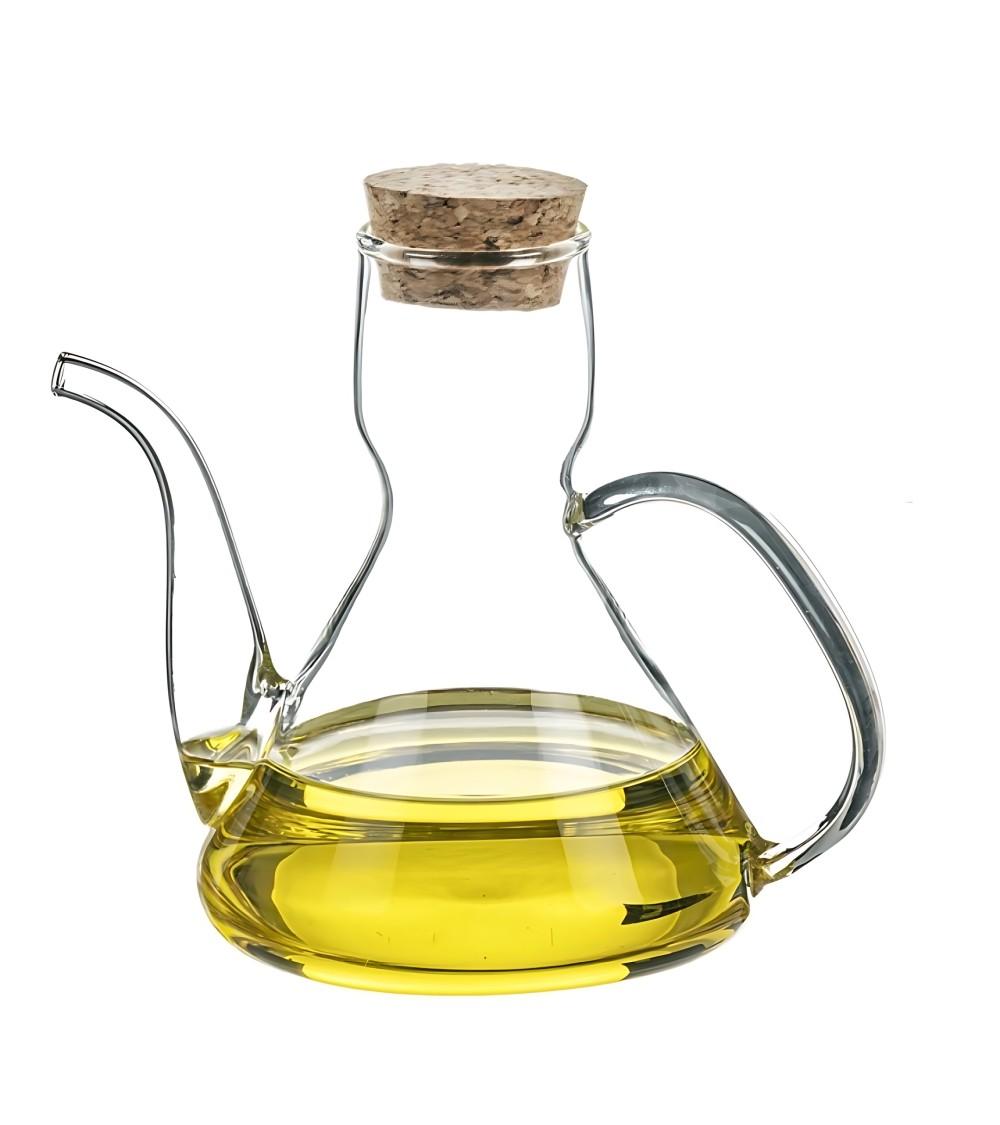 Dcasa Aceitera de cristal Antigoteo tradicional con asa y tapón de corcho para facilitar el llenado 500 ml