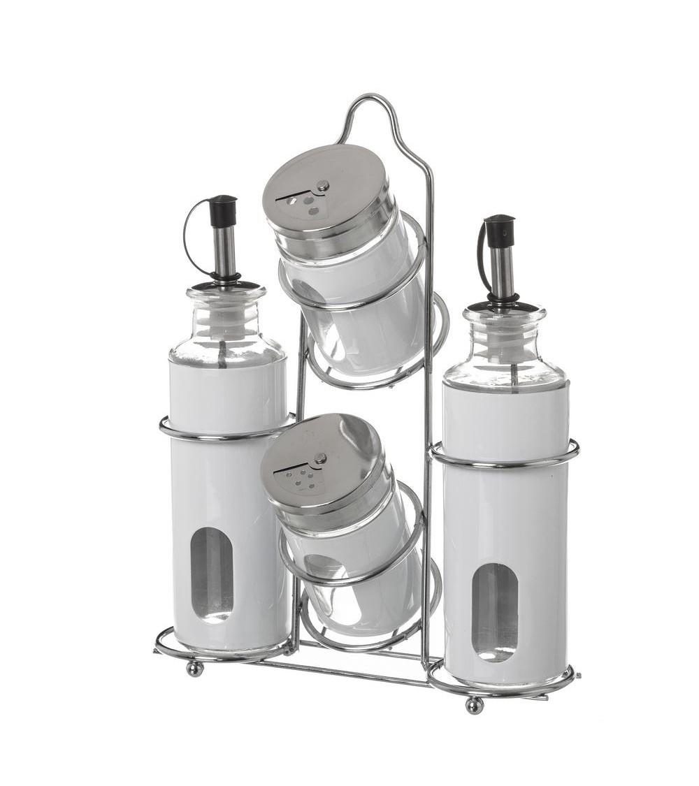 Dcasa Aceitera vinagrera moderna blanca de cristal para cocina Basic