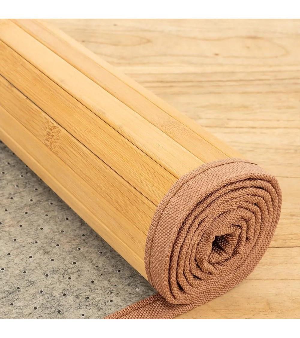 Dcasa Alfombra De Bambú Antideslizante Anti Manchas Resistente A La Humedad Color Natural De 60X90 Cm