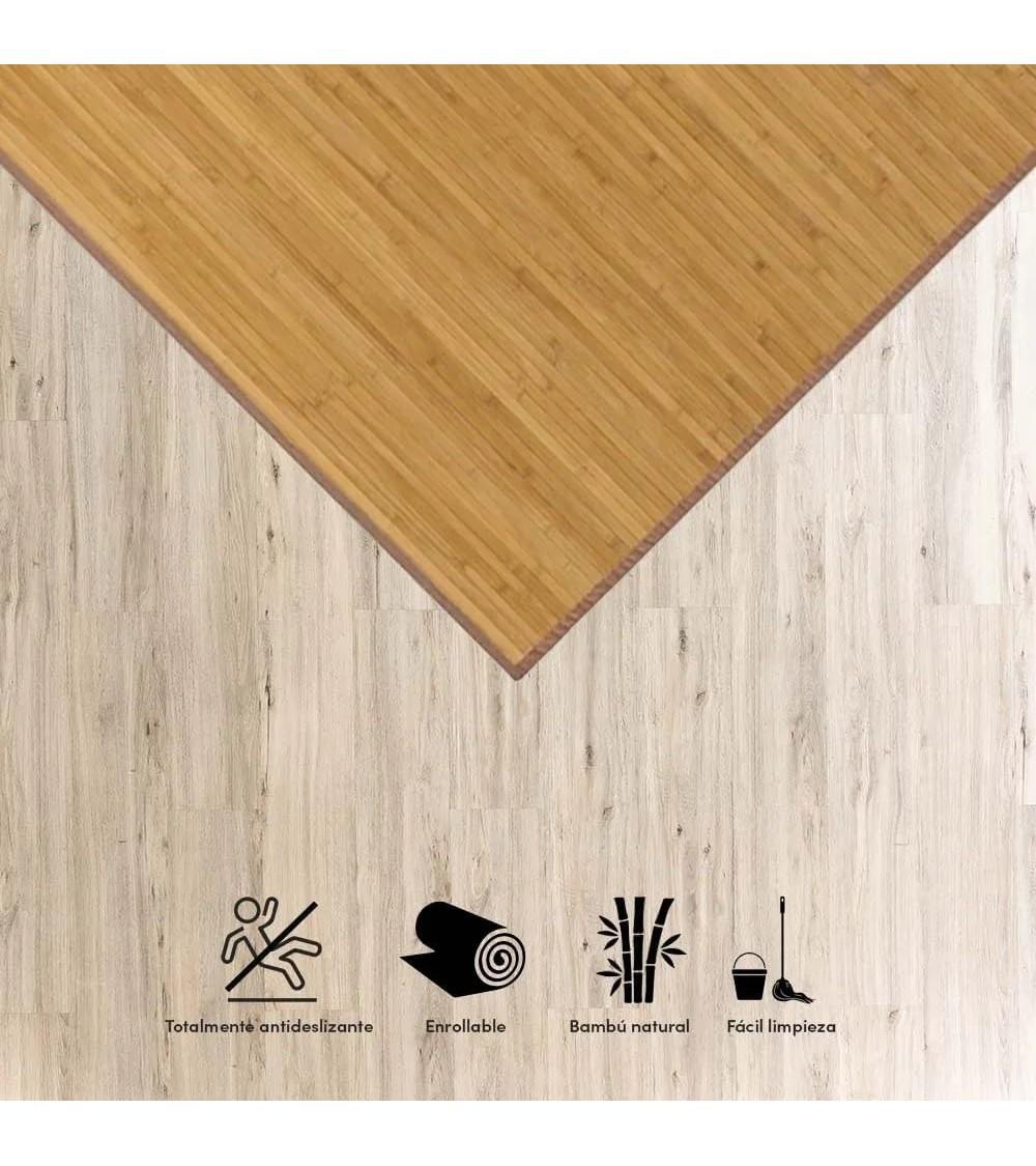 Dcasa Alfombra De Bambú Antideslizante Anti Manchas Resistente A La Humedad Color Natural De 40X60 Cm