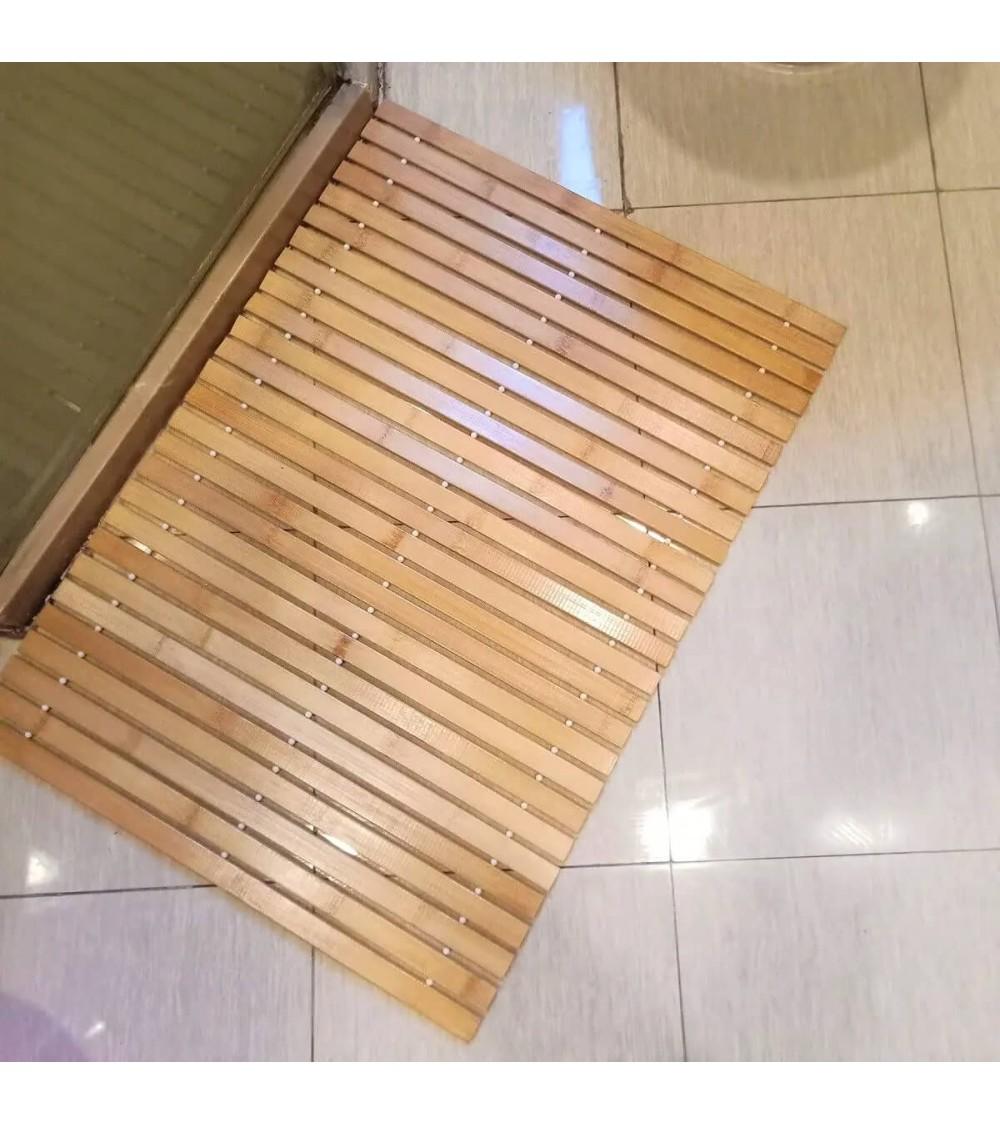 Dcasa Alfombra De Ducha Antideslizante De Láminas De Bambú Natural De 60x40 Cm