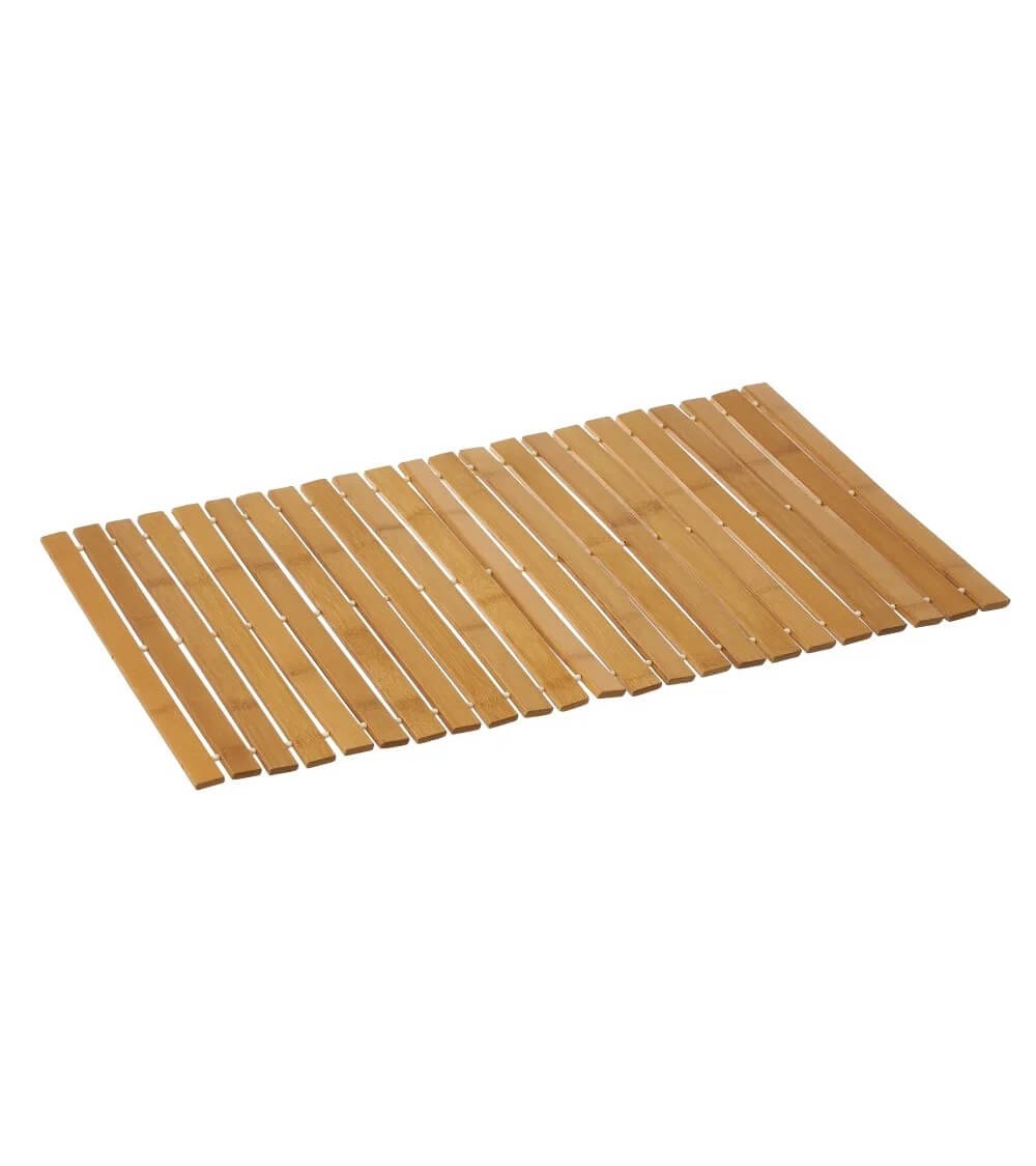 Dcasa Alfombra de ducha antideslizante de láminas de bambú natural de 60x40 cm