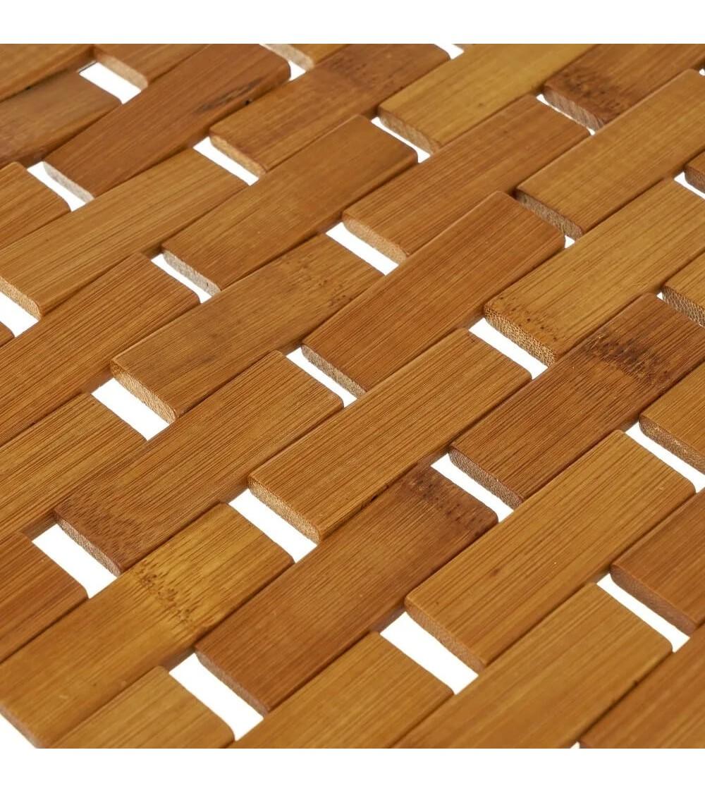 Dcasa Alfombra De Ducha Antideslizante De Mosaico De Bambú Natural De 60x42 Cm