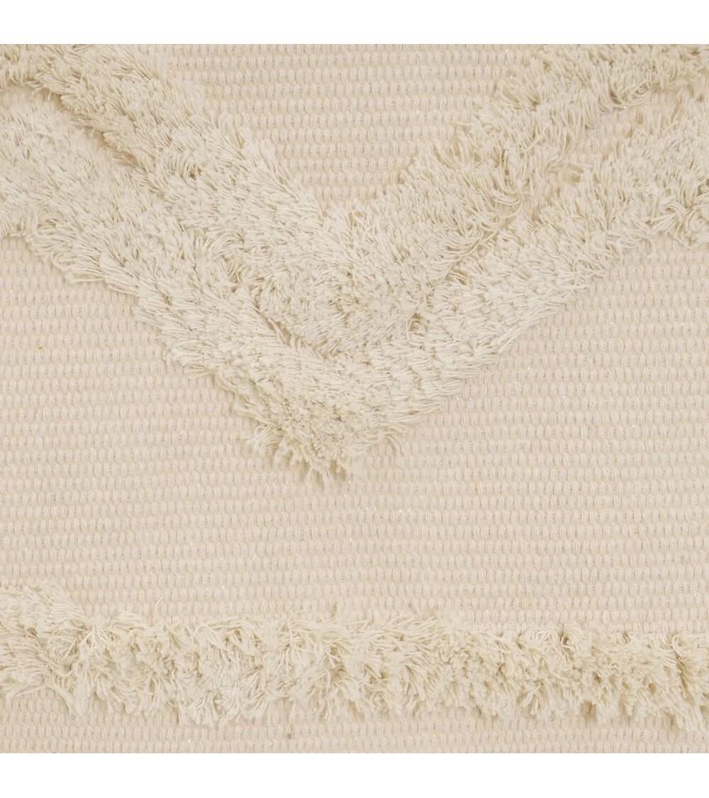 Dcasa Alfombra Flecos De Rombos Beige De Algodón Natural Y Poliéster De 50x80 Cm