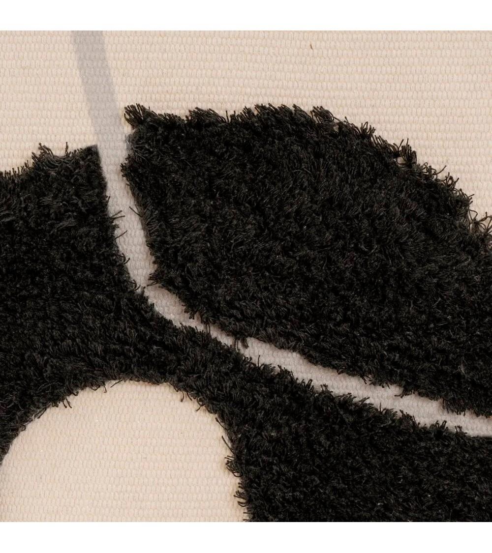 Dcasa Alfombra Flecos Geométrica Gris De Algodón Natural Y Poliéster De 50x80 Cm