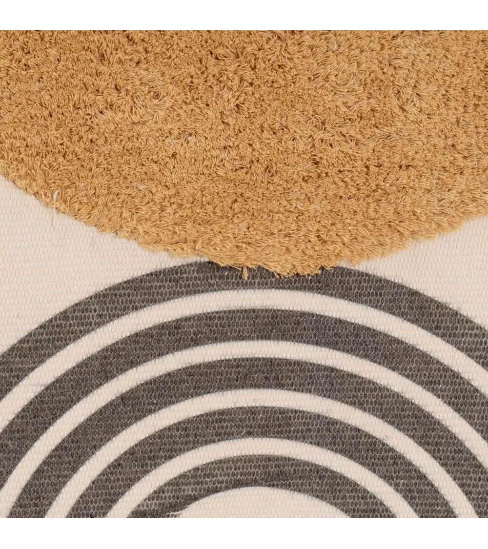 Dcasa Alfombra Flecos Geométrica Marrón De Algodón Natural Y Poliéster De 50x80 Cm