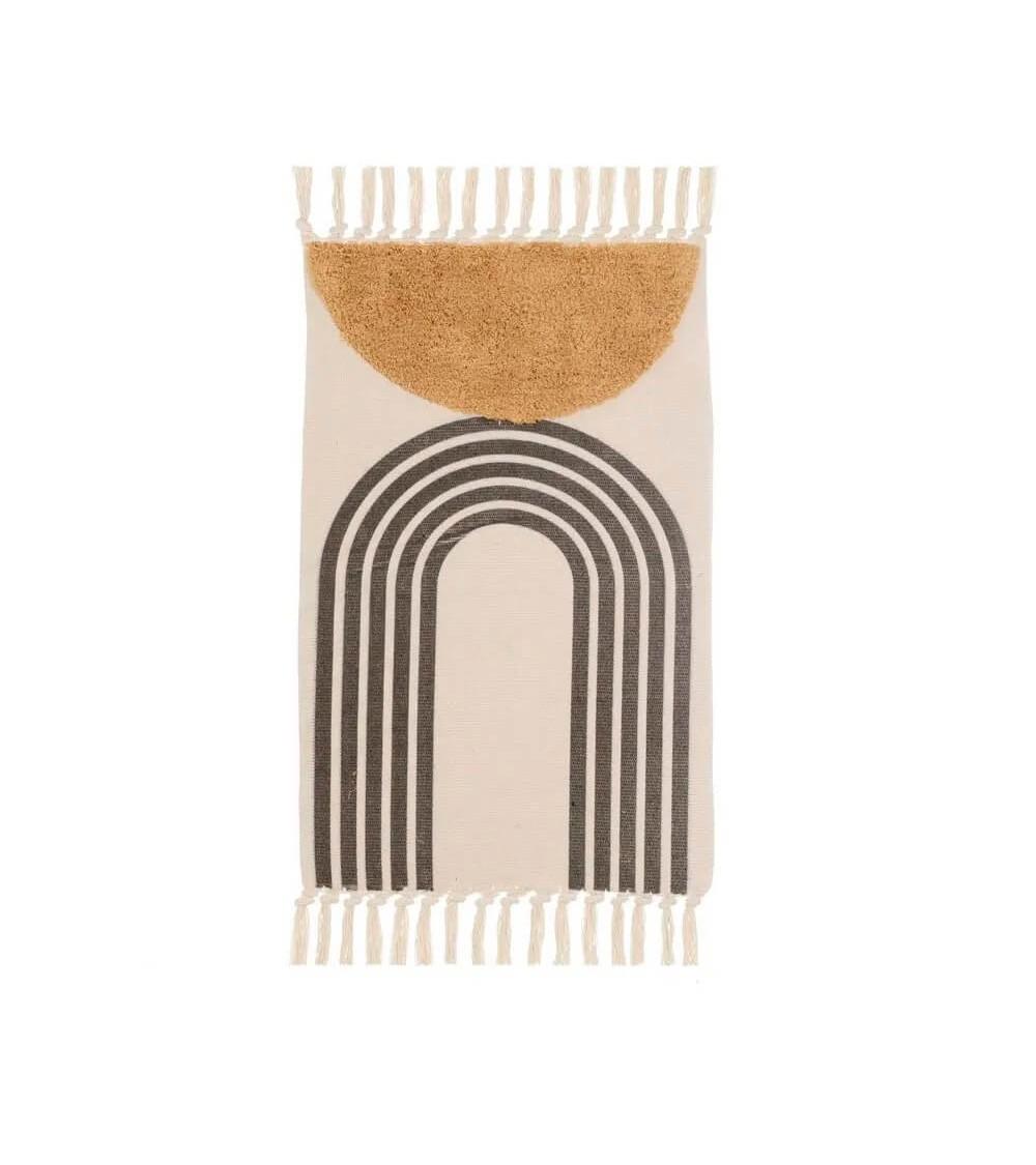 Dcasa Alfombra Flecos Geométrica Marrón De Algodón Natural Y Poliéster De 50x80 Cm