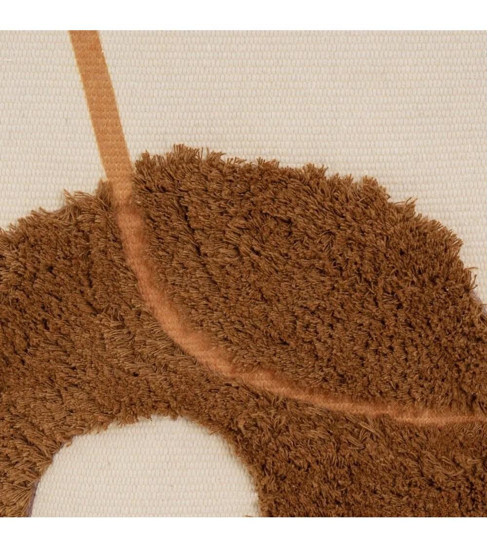 Dcasa Alfombra Flecos Geométrica Marrón Oscuro De Algodón Natural Y Poliéster De 50x80 Cm