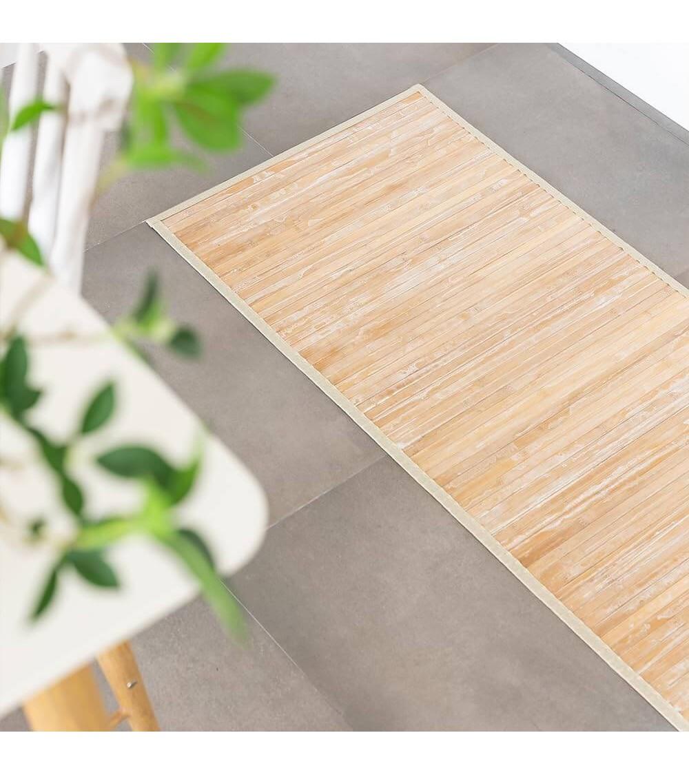 Dcasa Alfombra Pasillera De Bambú Efecto Lavado Natural De 60 X 200 Cm