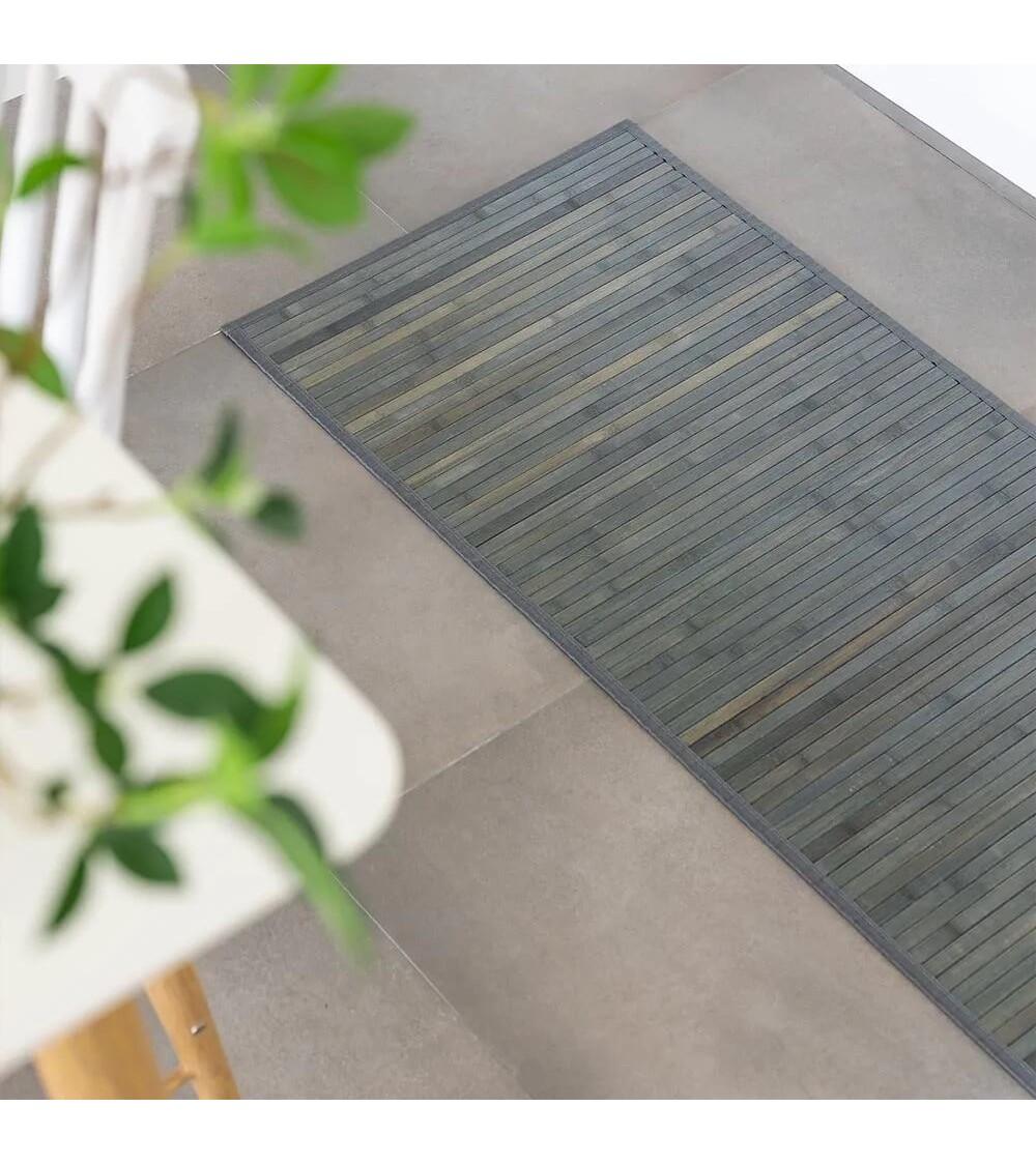 Dcasa Alfombra Pasillera De Bambú Gris De 60 X 200 Cm