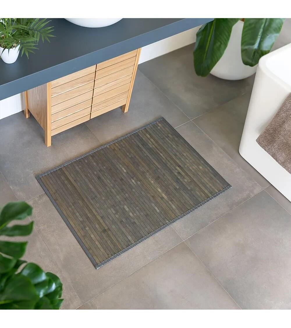 Dcasa Alfombra Pasillera De Bambú Gris De 60 X 90 Cm