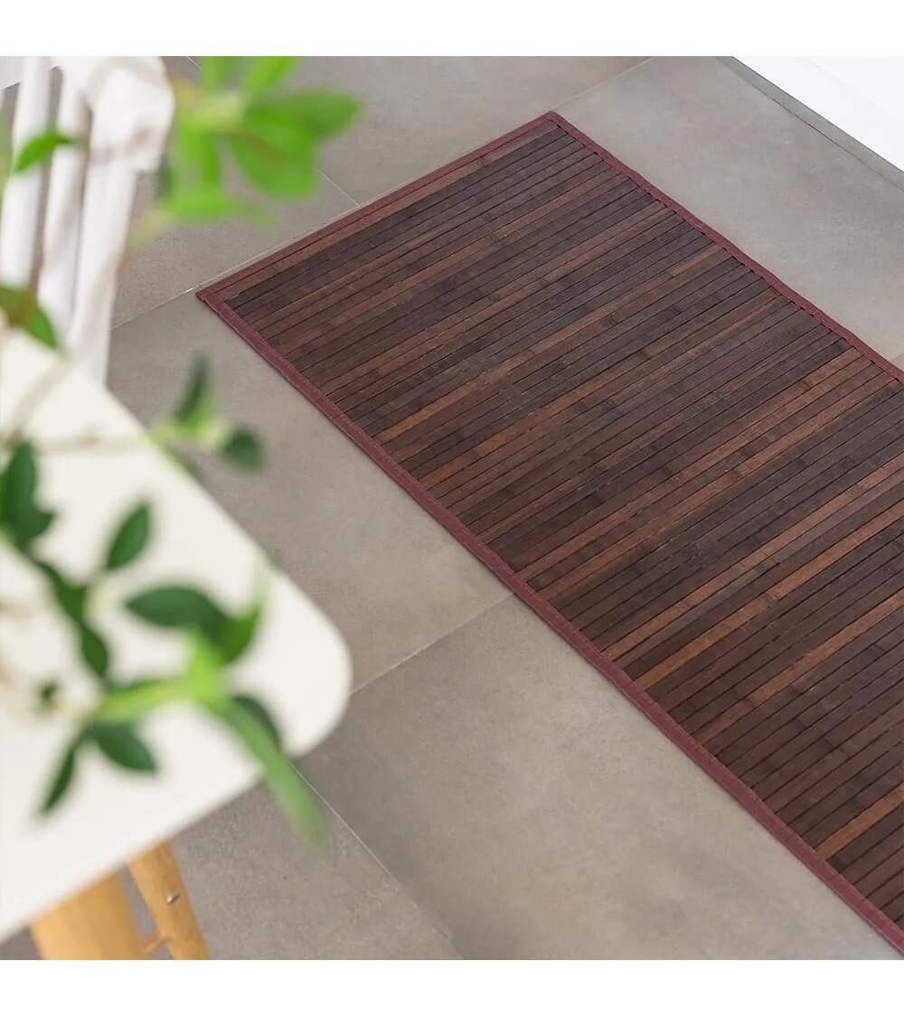 Dcasa Alfombra Pasillera De Bambú Marrón Chocolate De 60 X 200 Cm