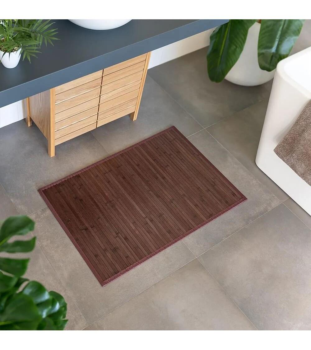 Dcasa Alfombra Pasillera De Bambú Marrón Chocolate De 60 X 90 Cm
