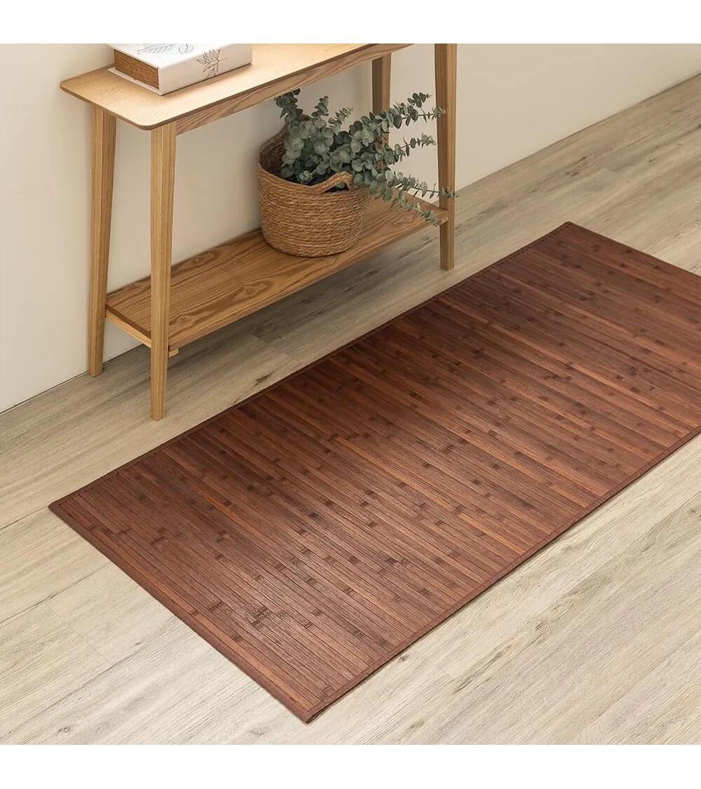 Dcasa Alfombra Pasillera De Bambú Marrón Chocolate De 75 X 175 Cm