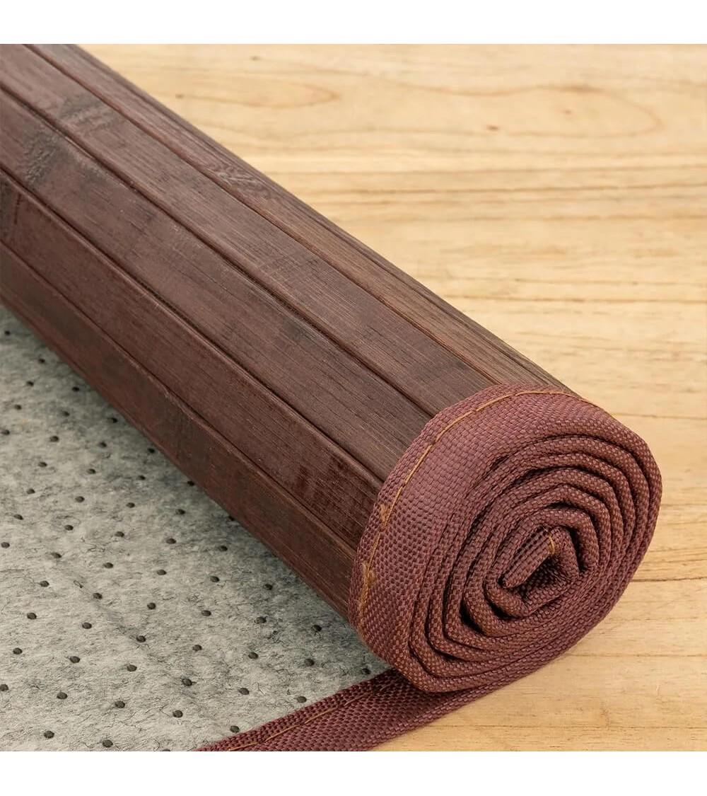 Dcasa Alfombra Pasillera De Bambú Marrón Chocolate De 75 X 175 Cm