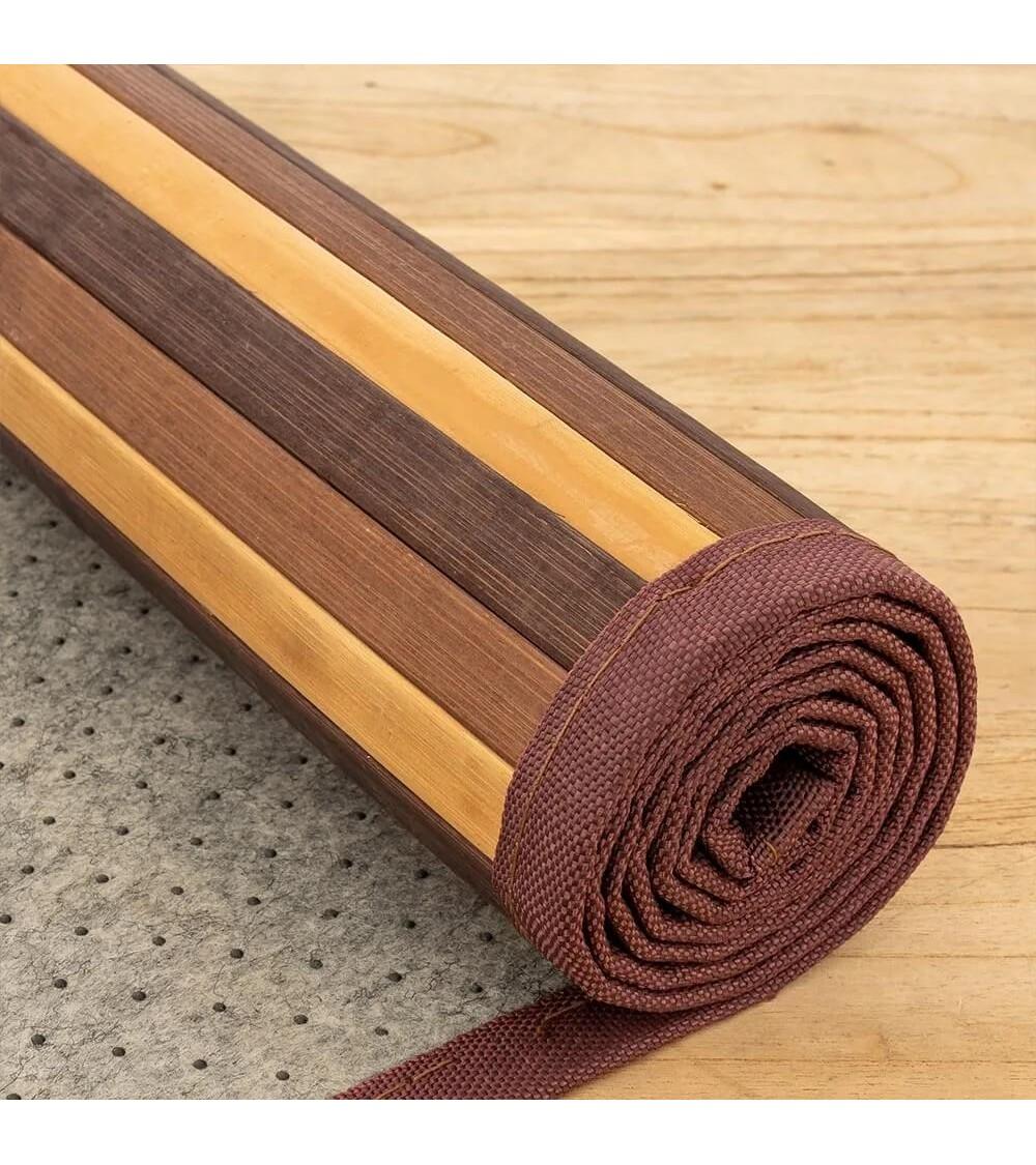 Dcasa Alfombra Pasillera De Bambú Marrón De 60 X 90 Cm