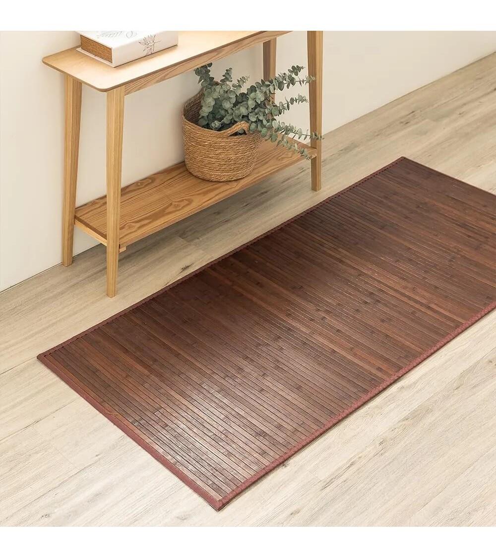 Dcasa Alfombra Pasillera De Bambú Marrón Nogal De 75 X 175 Cm