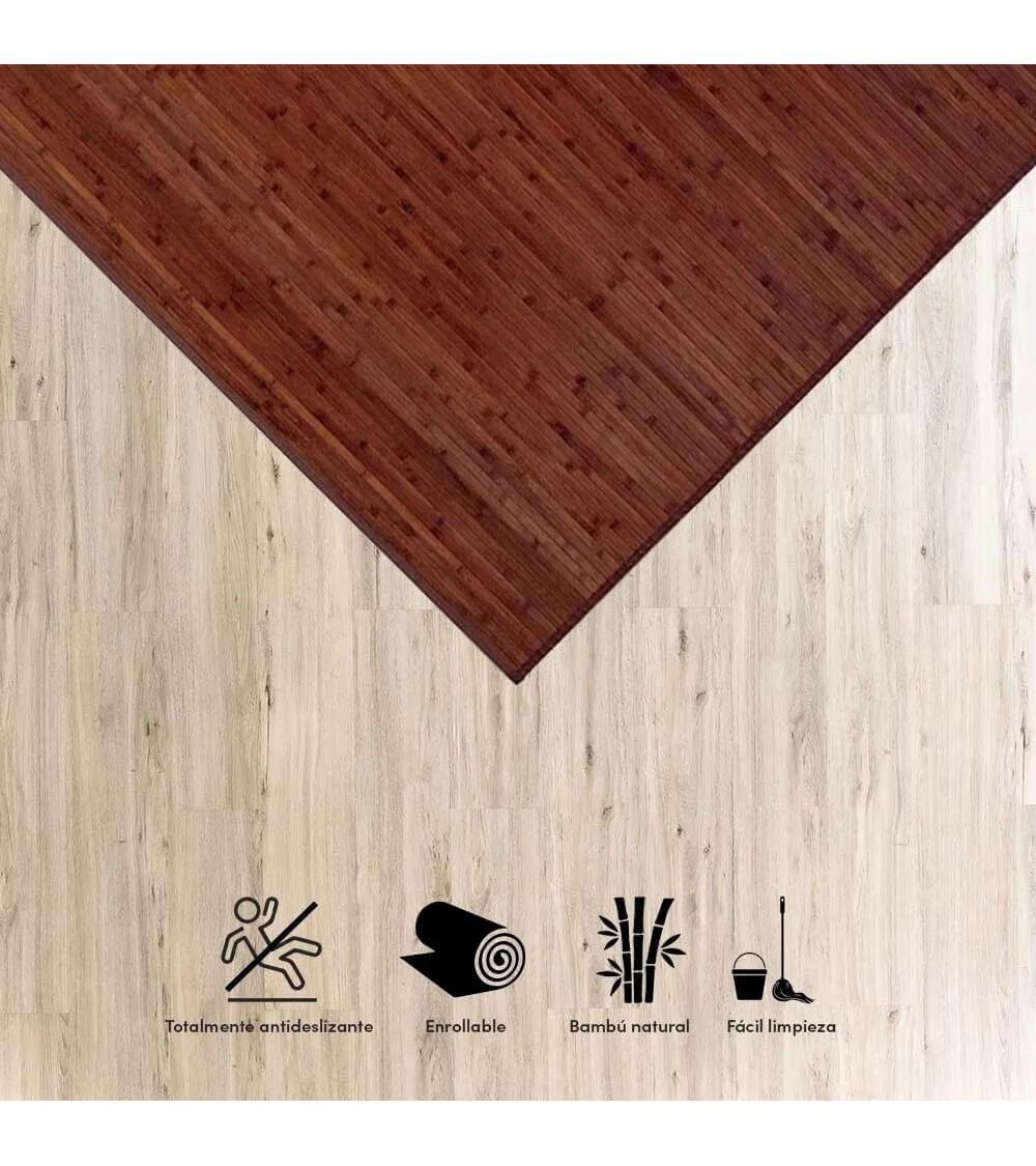 Dcasa Alfombra Pasillera De Bambú Marrón Nogal De 75 X 175 Cm