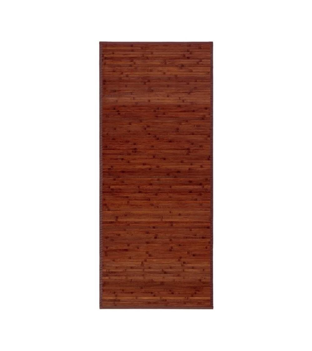 Dcasa Alfombra pasillera de bambú marrón nogal de 75 x 175 cm