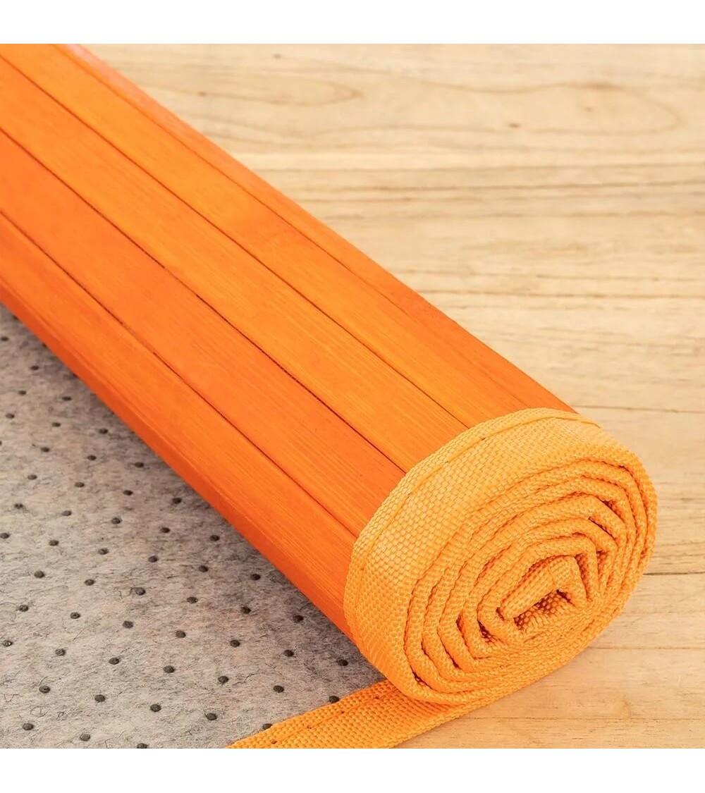 Dcasa Alfombra Pasillera De Bambú Naranja De 60 X 200 Cm