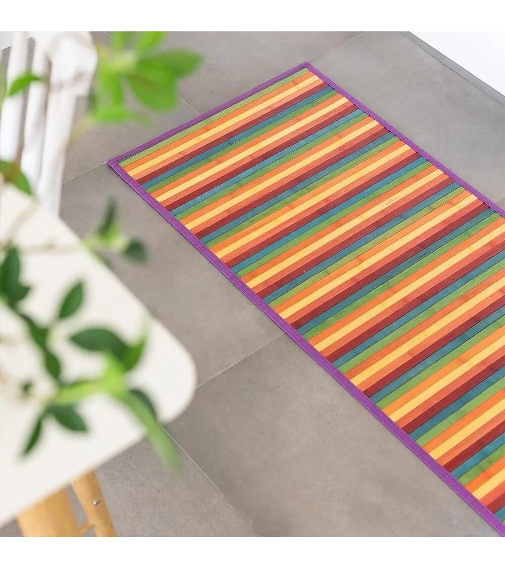 Dcasa Alfombra Pasillera De Bambú Naranja De 60 X 200 Cm