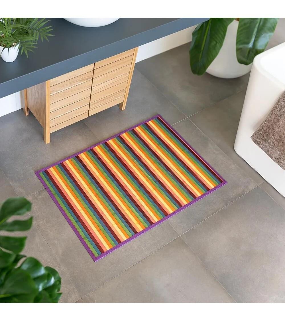 Dcasa Alfombra Pasillera De Bambú Naranja De 60 X 90 Cm