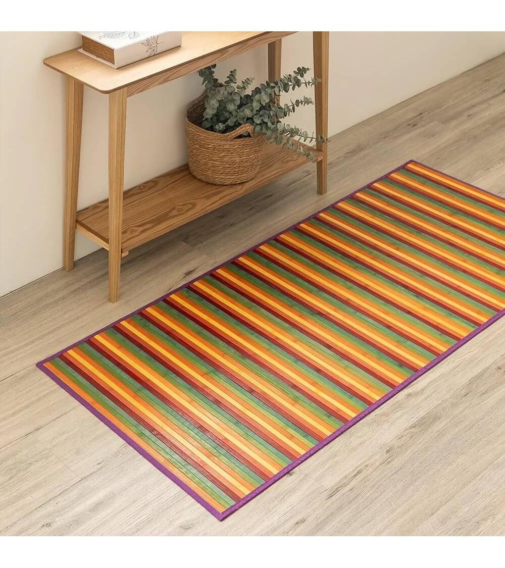 Dcasa Alfombra Pasillera De Bambú Naranja De 75 X 175 Cm