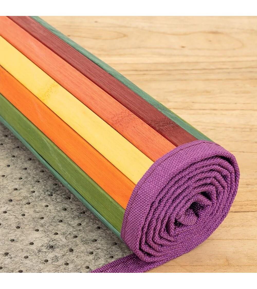 Dcasa Alfombra Pasillera De Bambú Naranja De 75 X 175 Cm