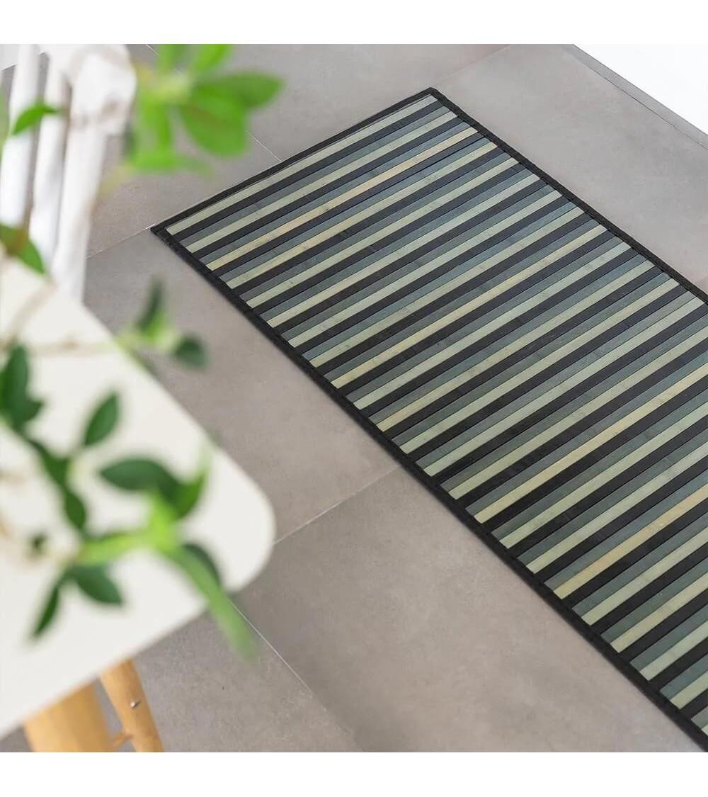 Dcasa Alfombra Pasillera De Bambú Negra De 60 X 200 Cm