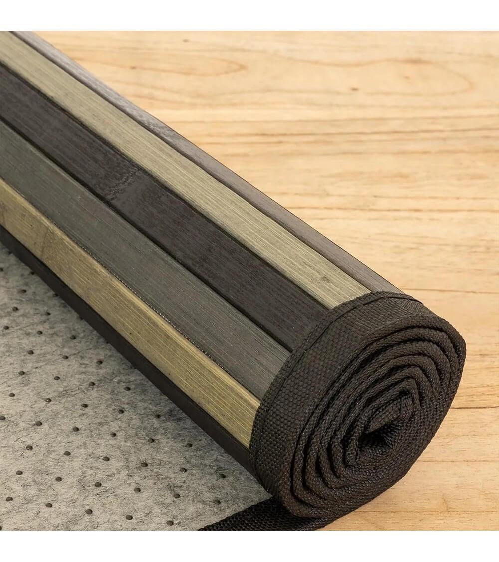 Dcasa Alfombra Pasillera De Bambú Negra De 60 X 200 Cm