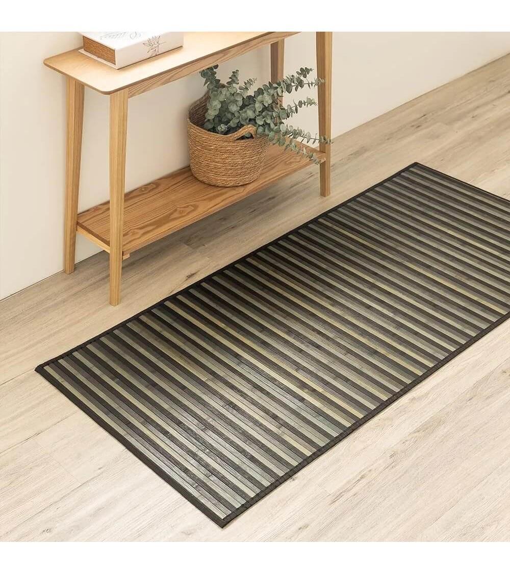 Dcasa Alfombra Pasillera De Bambú Negra De 75 X 175 Cm