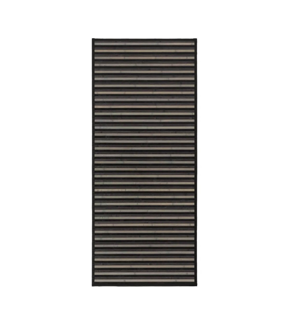 Dcasa Alfombra pasillera de bambú negra de 75 x 175 cm