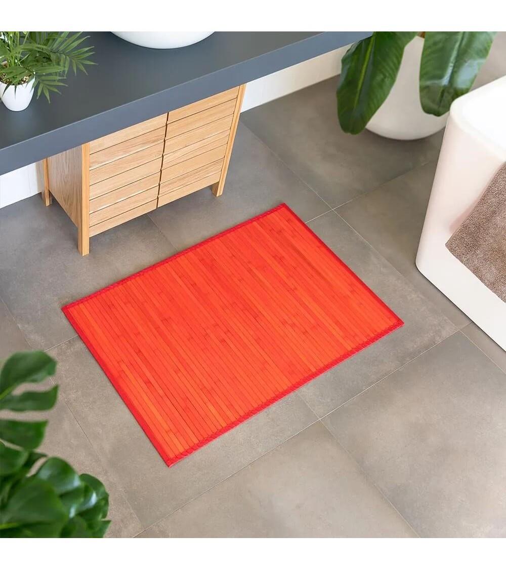 Dcasa Alfombra Pasillera De Bambú Roja De 60 X 90 Cm
