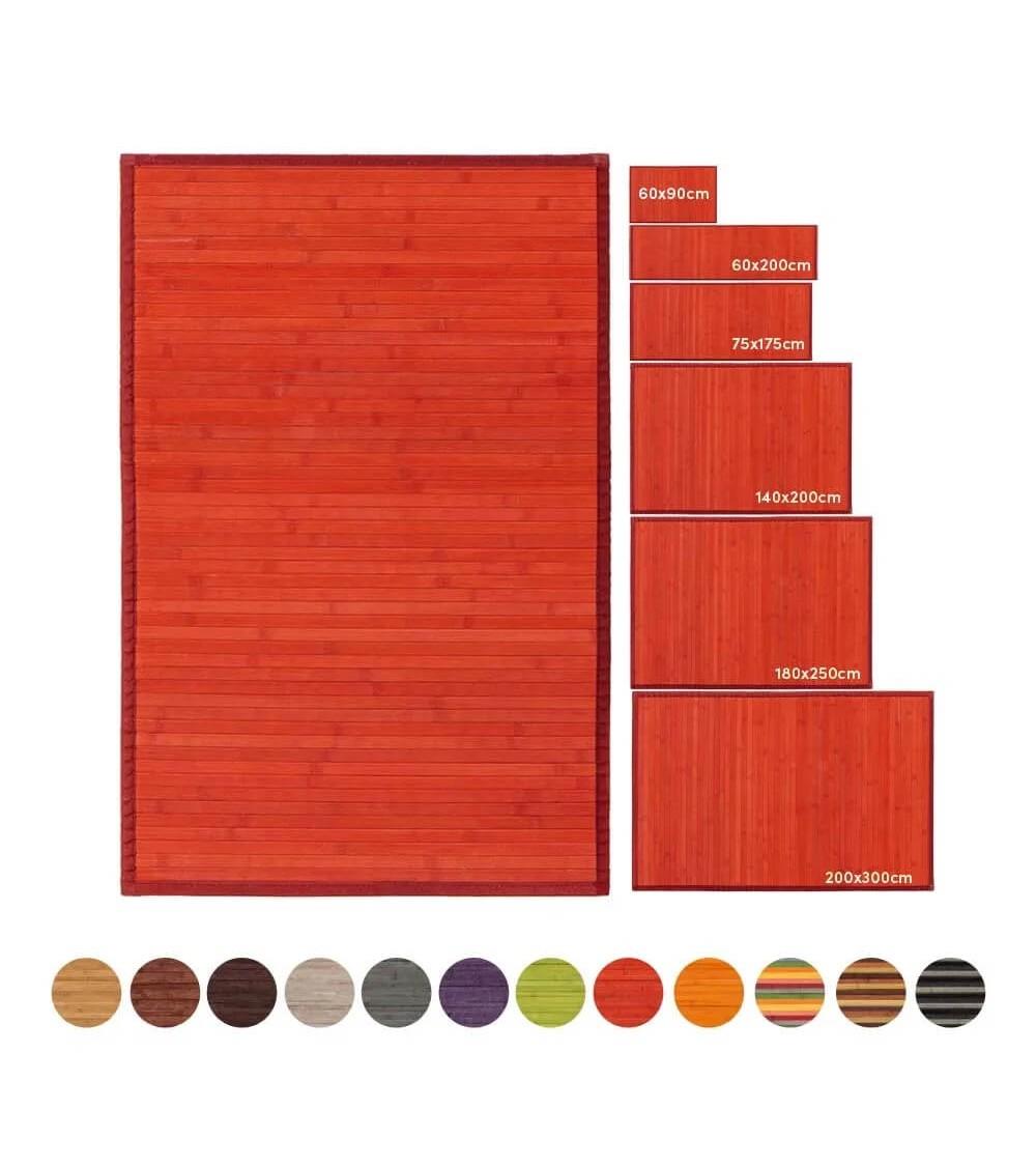 Dcasa Alfombra Pasillera De Bambú Roja De 60 X 90 Cm