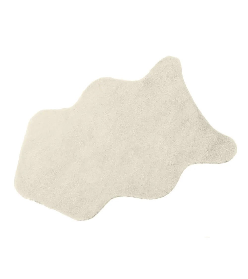 Dcasa Alfombra peluda softly blanco roto de piel sintética de 60x90 cm
