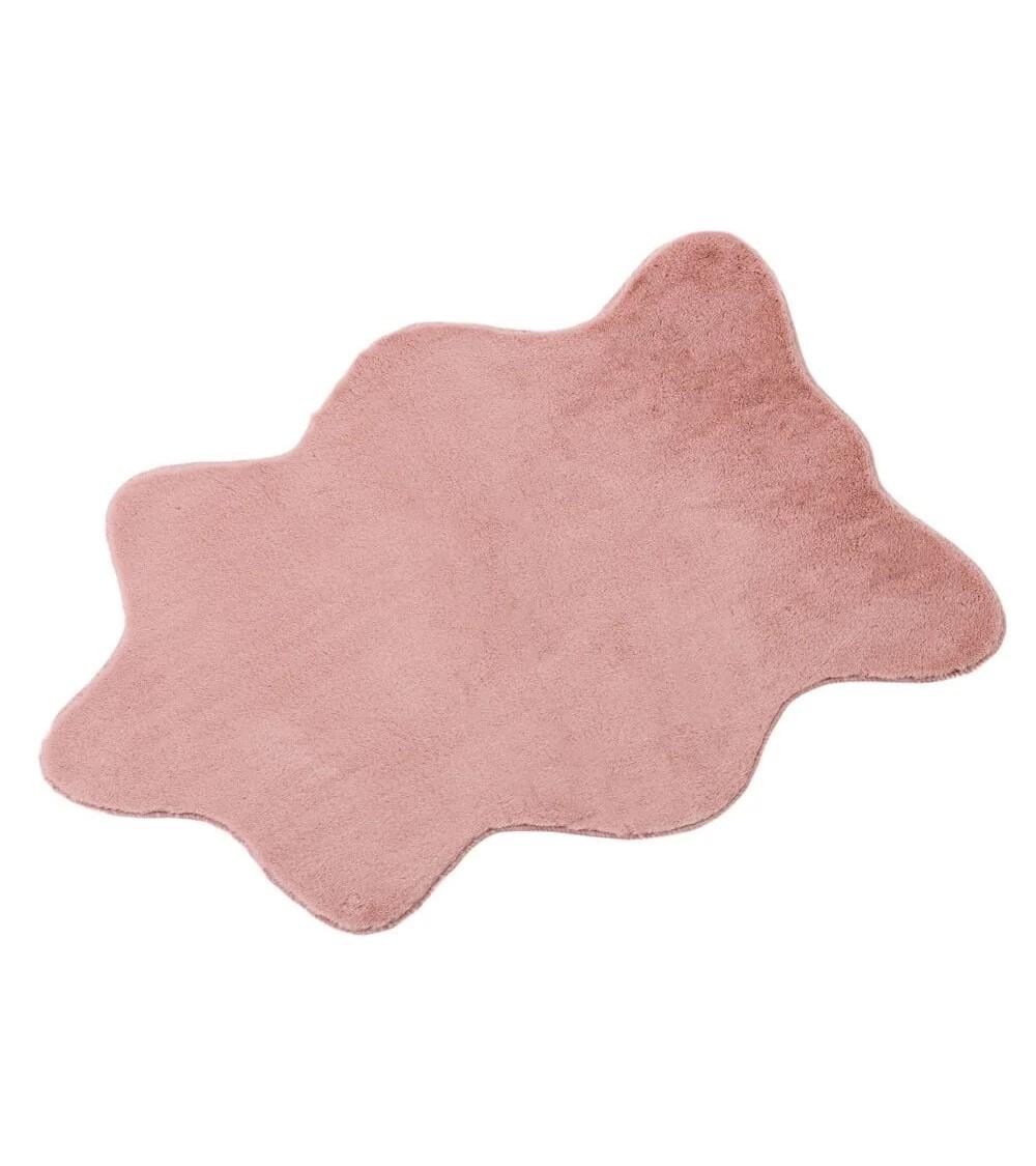 Dcasa Alfombra peluda softly rosa palo de piel sintética de 60x90 cm