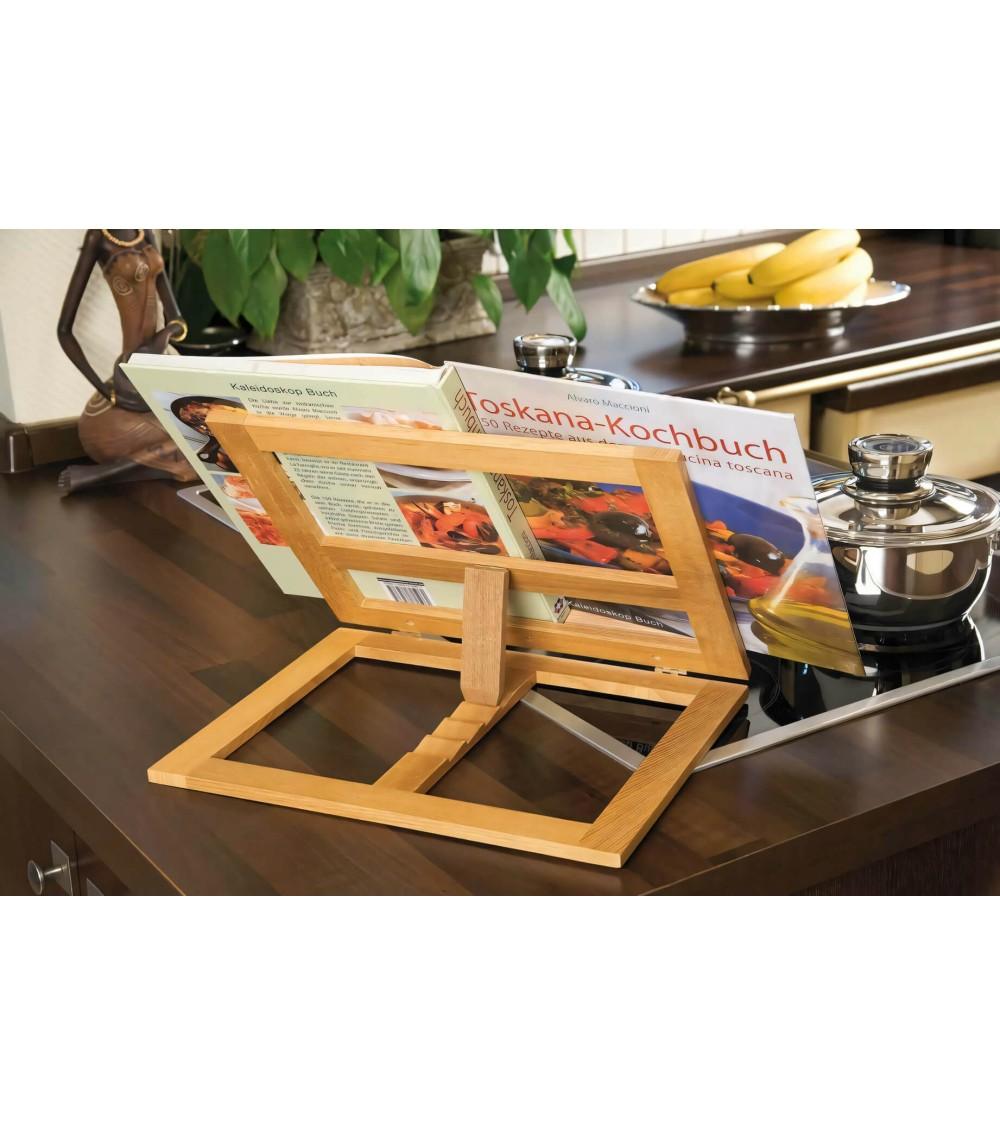 Dcasa Atril De Lectura Ajustable Y Plegable De Madera Bambu Natural Nórdico Para Cocina Sol Nacido 33x26x22 Cm