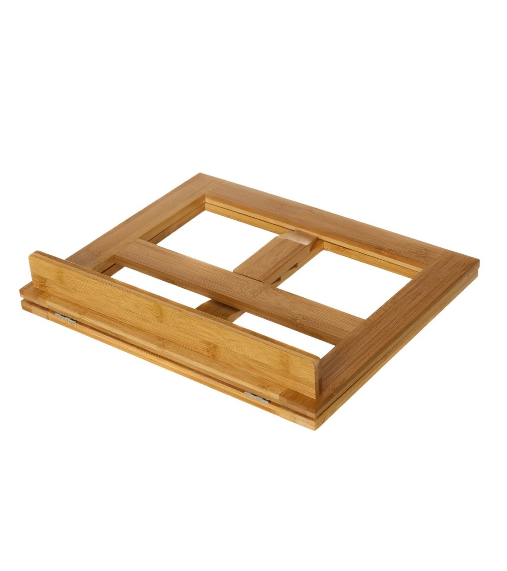 Dcasa Atril De Lectura Ajustable Y Plegable De Madera Bambu Natural Nórdico Para Cocina Sol Nacido 33x26x22 Cm