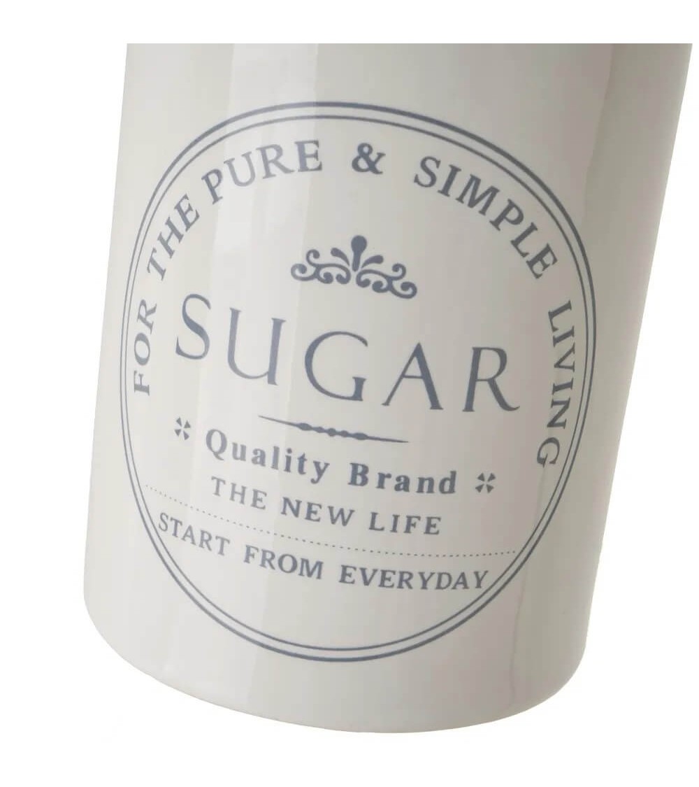 Dcasa Azucarero Con Tapa De Madera De Roble De Stoneware Blanco De 700 Ml