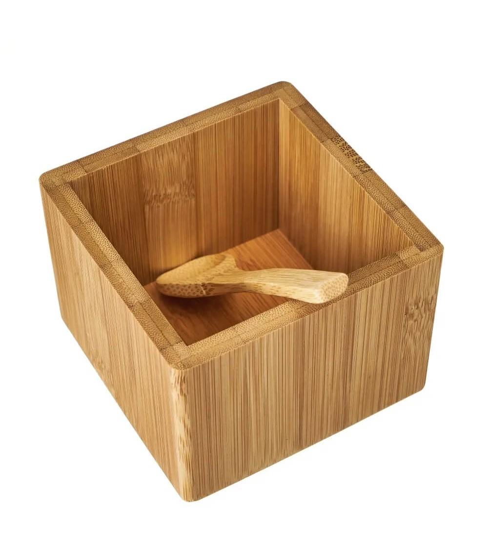Dcasa Azucarero Cuadrado De Bambú Natural De 10x10x9 Cm