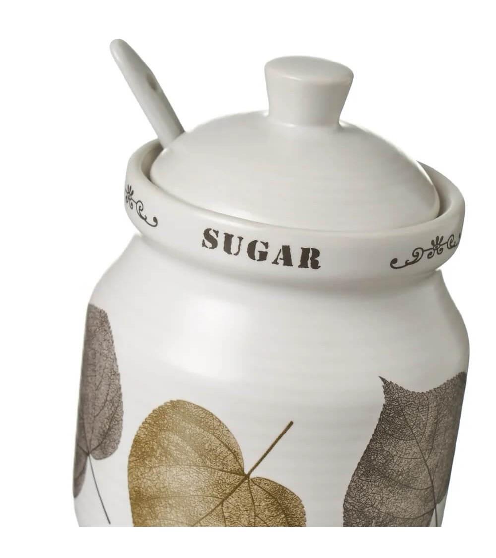 Dcasa Azucarero Y Lechera De Hojas De Stoneware Blanco De 250 Ml