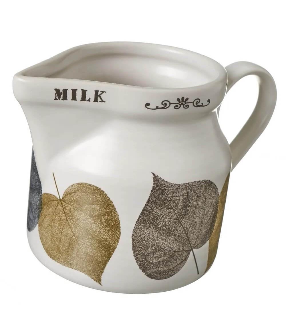Dcasa Azucarero Y Lechera De Hojas De Stoneware Blanco De 250 Ml