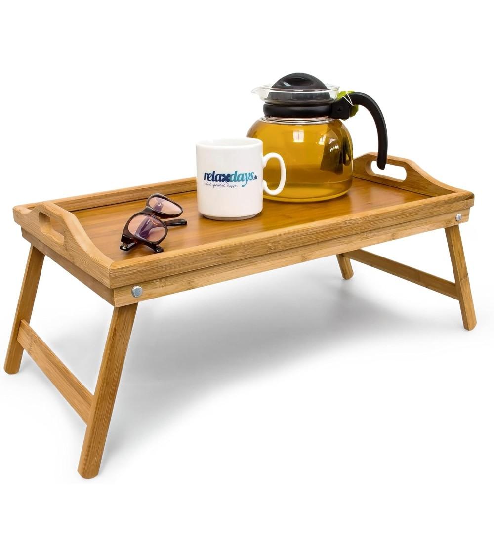 Dcasa Bandeja plegable de bambú marrón de 50x30x22 cm