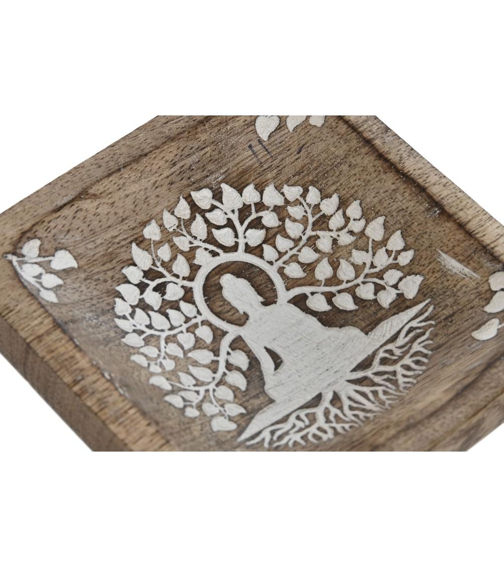 Dcasa Bandeja Vaciabolsillos De Madera Mango Buda Blanco